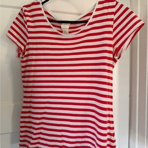 H&M Red and White Striped Short Sleeve Tee